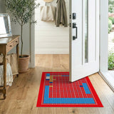 Bold Multi-Color Geometric Grid Area Rug