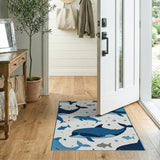 Playful Blue Dolphins Whales Kids Area Rug