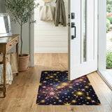 Pink Gold Cosmic Stars Galaxy Area Rug