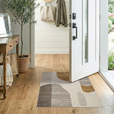Abstract Beige Grey Woven Area Rug