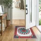Coral Teal Medallion Persian Area Rug