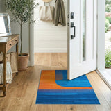 Bold Orange Blue Geometric Area Rug