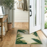 Coastal Palm Frond Border Area Rug