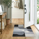 ODIKA Modern Abstract Geometric Washable Rug - Black & Grey Low Pile Non-Slip Area Rug, Pet & Kid Friendly
