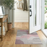 Pink Pink Grey Abstract Geometric Area Rug