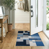Geometric Modern Modern Blue Block Geometric Area Rug