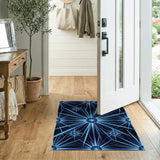 Geometric Modern Blue and Teal Blue Starburst Geometric Area Rug