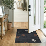 Dark Grey Paw Print Area Rug