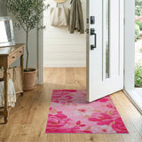 Lush Pink Peony Floral Area Rug