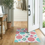 Whimsical Pink Teal Starfish Floral Rug