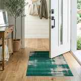 Emerald Green Abstract Brushstroke Area Rug