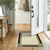Geometric Modern Beige Geometric Frame Area Rug