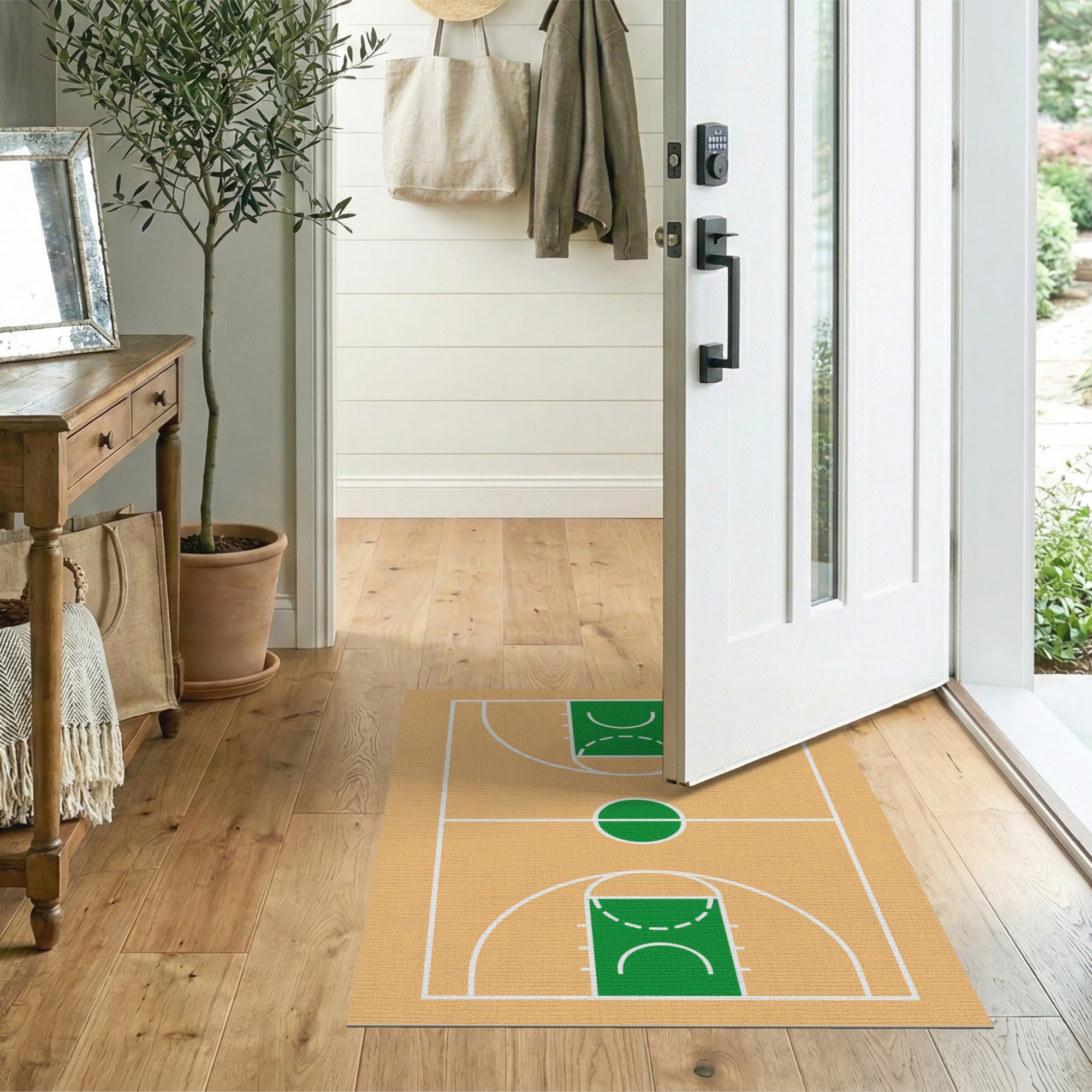 Basketball Court Wood Grain Area Rug