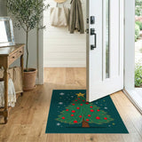 Festive Christmas Tree with Red Ornaments Area Rug