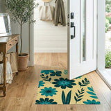 Teal Floral Vintage Area Rug