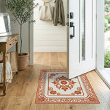 Ornate Orange Floral Border Area Rug