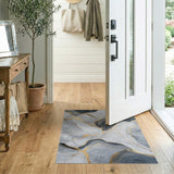 Gold and Silver Gold Veined Grey Marble Abstract Area Rug