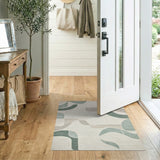 Geometric Modern Teal Abstract Organic Shapes Area Rug