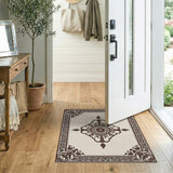 Traditional Persian Beige and Neutral Ornate Beige Persian Medallion Rug