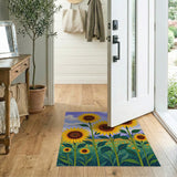 Swirling Purple Sky Sunflower Field Rug