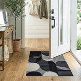 Geometric Abstract Black White Area Rug