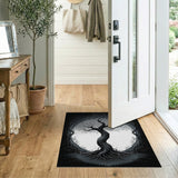 ODIKA Washable Tree of Life Rug, Black & White Low Pile Non-Slip Area Rug