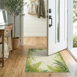 Lush Fern Vine Border Green Area Rug