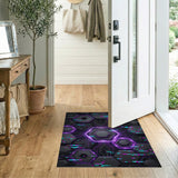 Neon Purple Hexagon Circuit Washable Area Rug