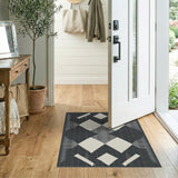 Black and White Diamond Black White Geometric Diamond Area Rug
