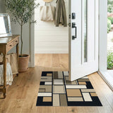 Modern Geometric Neutral Block Area Rug