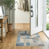Blue Patchwork Stripe Geometric Area Rug