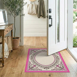 Pink Persian Floral Frame Area Rug