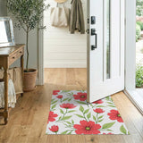 Vibrant Red Floral Pattern Area Rug