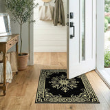 Elegant Black Gold Ornate Mandala Rug