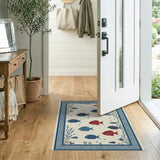 Blue Border Oceanic Fish Area Rug