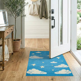 Dreamy Clouds Stars Blue Kids Area Rug