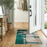 Geometric Modern Green Teal Green Geometric Abstract Area Rug