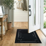 Black White Geometric Matrix Area Rug