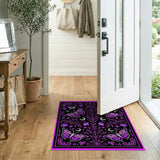 Mystical Purple Butterfly Mushroom Moon Boho Rug