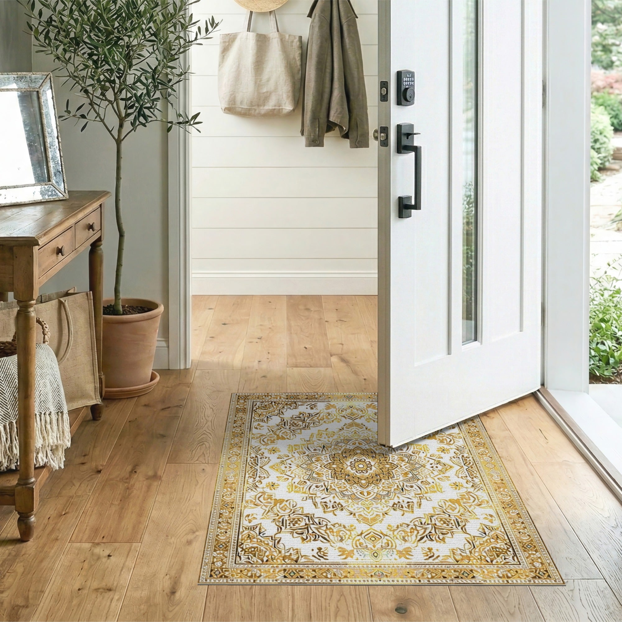 Opulent Gold Mandala Persian Area Rug