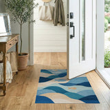 Blue Ocean Waves with Playful Fish Area Rug