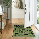 Whimsical Green Forest Bears Area Rug