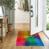 Vibrant Multi-Color Abstract Stripe Area Rug