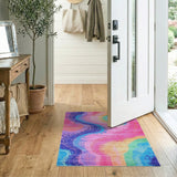 Vibrant Rainbow Swirl Abstract Area Rug