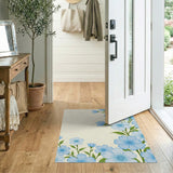 Cascading Blue Flowers Area Rug