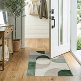 Modern Green Curved Geometric Area Rug