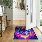Neon Cosmic Wolf Galaxy Area Rug