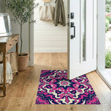 Vibrant Pink Navy Mandala Geometric Area Rug