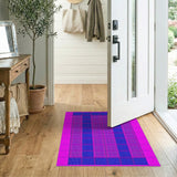 Vibrant Pink Blue Grid Geometric Area Rug