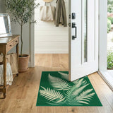 Green Vintage Green Fern Leaf Area Rug